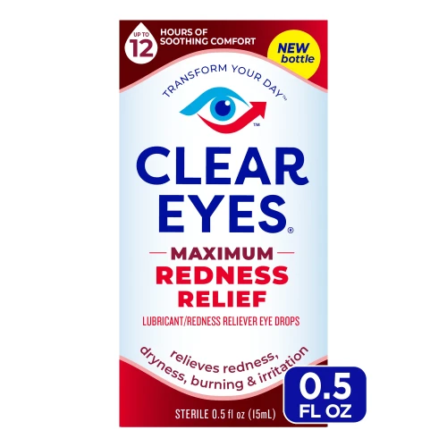 Clear Eyes Maximum Red Eye Relief Lubricant Eye Drops Daily Use 0.5 Fl oz 