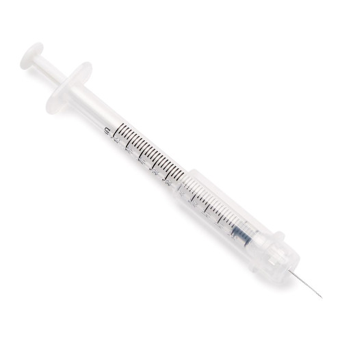Safety Insulin Syringe with Needle Medline 0.5 mL 1/2 Inch 29 Gauge Sliding Safety Needle Regular Wall