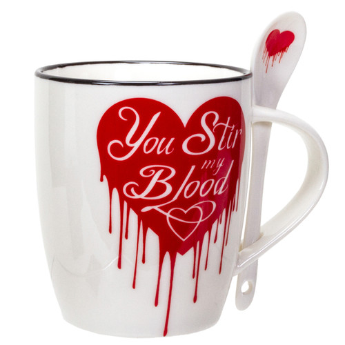 YOU STIR MY BLOOD MUG & SPOON SET YOU STIR MY BLOOD MUG & SPOON SET