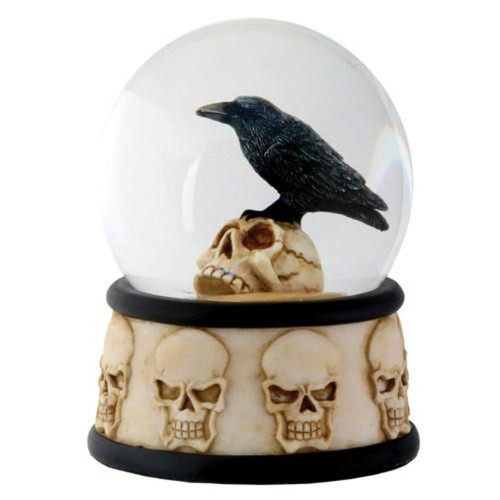 RAVEN ON SKULL WATER GLOBE (65MM)