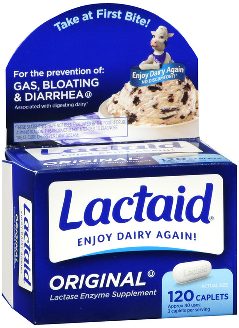 Lactaid Original Lactase Enzyme Supplement Caplets 120 EA