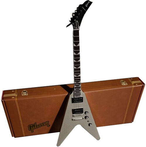 Axe Heaven Gibson Dave Mustaine Flying V EXP Silver Metallic Mini Guitar GG-524