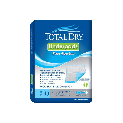 MILS  TotalDry™ Disposable Underpad Size 30" x 30"  Unit Of Measure 10/Pack (10 Packs/Case)