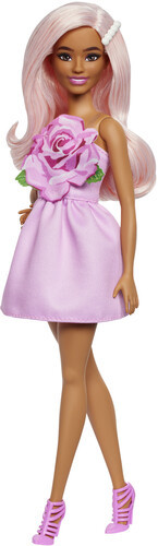Mattel - Barbie Fashionistas Doll #238 in Strapless Rose Dress, Pink Hair With Barrette Accessory