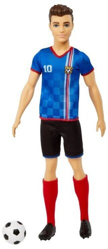 Mattel - Barbie I Can Be Soccer Player Ken, Brunette, Blue & Red Uniform