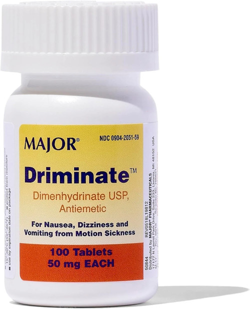 MAJOR Driminate Dimenhydrinate 50mg Motion Sickness Tablets 100 Count 