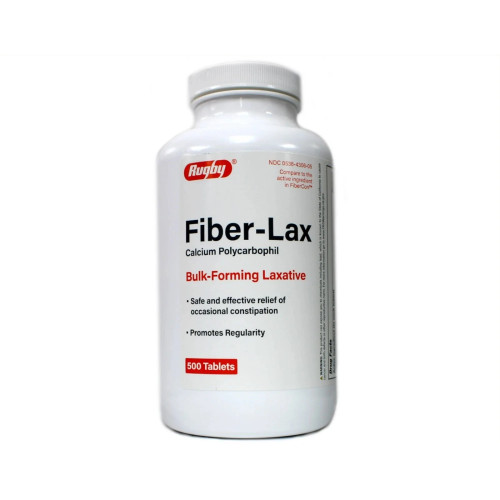 Rugby Fiber-Lax 625mg Bulk-Forming Fiber Supplement 500 Tablets