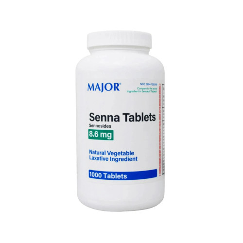 Major Pharmaceuticals Senna Natural Vegetable Laxative 8.6mg 1000 Tablets