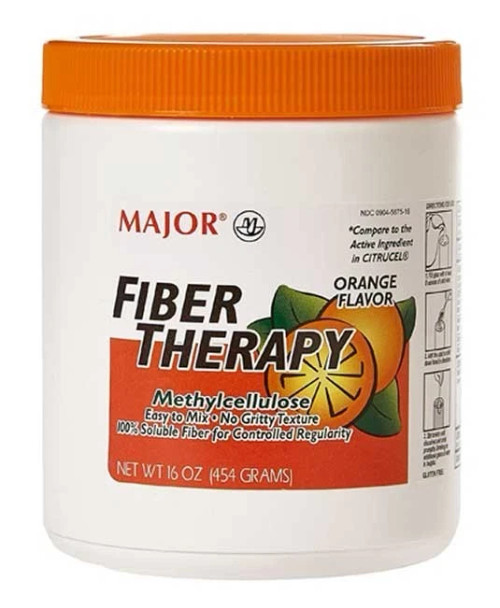 Major Fiber Therapy Methylcellulose Easy to Mix Orange Flavor 16 Oz