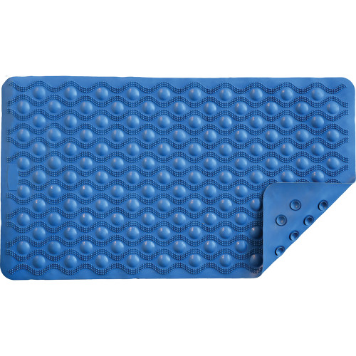 Nova Rubber Bath Mat With Suction Grip With Blue Circles Item #9351-R