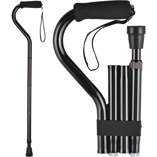 Nova Folding Cane with Offset Handle Black Item #3060BK