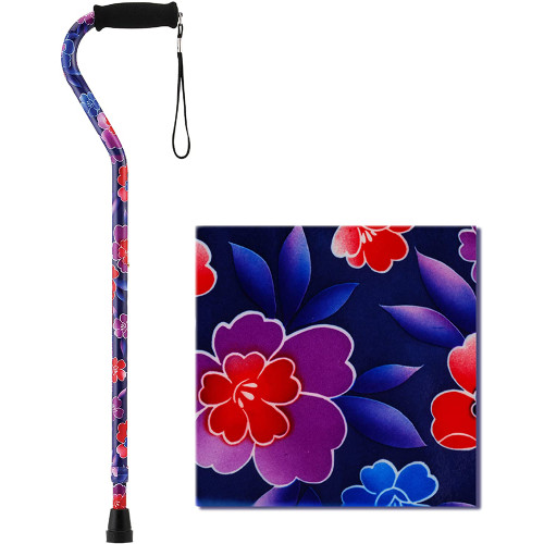 Nova Offset Cane with Strap Maui Flowers Item #1070MF