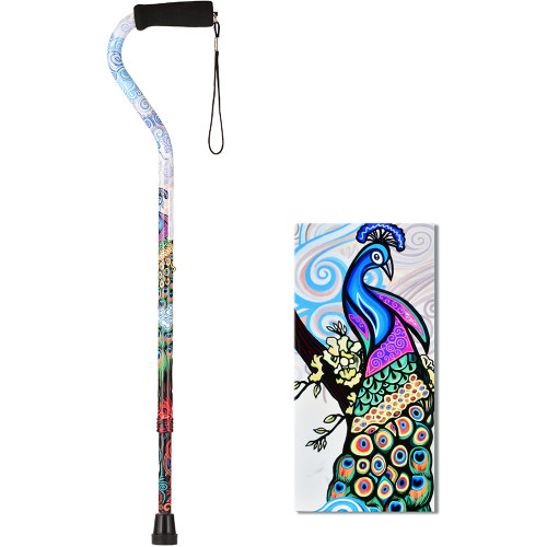 Nova Offset Cane with Strap Proud Peacock Item #1070PK