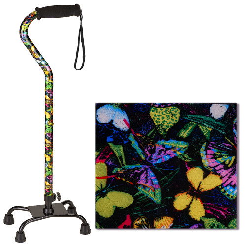 Nova Quad Cane Small Base Butterflies Item #5632BF