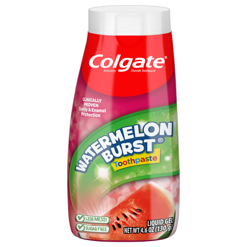 Colgate Kids Fluoride Toothpaste Watermelon Burst Liquid Gel 4.6 oz