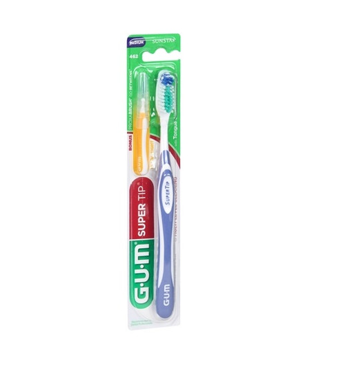 GUM Super Tip Toothbrush Full Medium with Bonus Tongue Cleaner