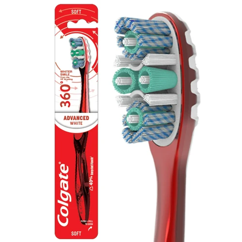 Colgate 360 Advanced Optic White Adult Manual Toothbrush Soft