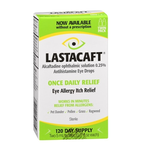 Lastacaft Daily Eye Allergy Itch Relief Drops 5mL X Twin Pack 120 Days Supply