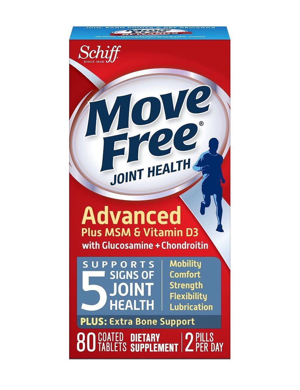 Move Free Advanced Plus MSM and Vitamin D3, 80 tablets - Joint Health  Supplement with Glucosamine and Chondroitin - DroneUp Delivery