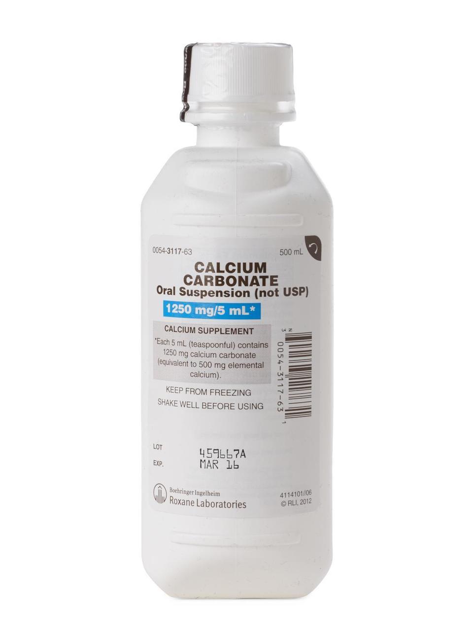 Roxane Calcium Carbonate Oral Suspension 1250 mg/5mL Calcium