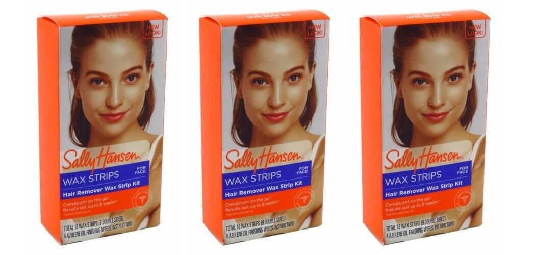 BL Sally Hansen Hair Remover Wax Strip Kit For Face Pack of 3 drugsupplystore