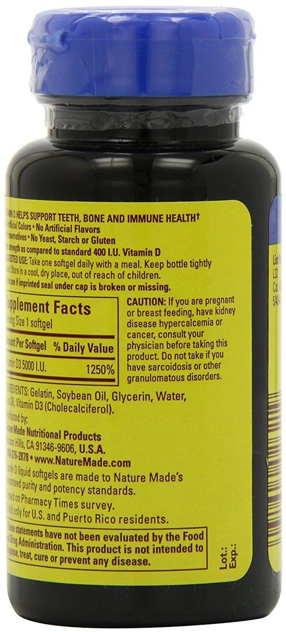 Nature Made Vitamin D3 5000 Iu Ultra Strength 90 Ct Bone And Muscles Health