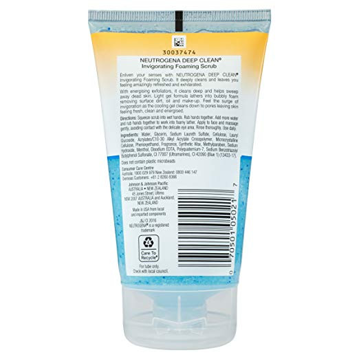 neutrogena deep clean invigorating foaming face scrub