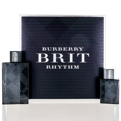 BURBERRY BRIT RHYTHM MEN BURBERRY SET M EDT SPRAY 3.0 OZ EDT SPRAY 1.0 OZ IN GIFT BOX