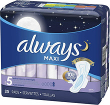  Always Maxi Extra Heavy With Wings Overnight Pads, 20 Count  (Pack of 2) : Health & Household