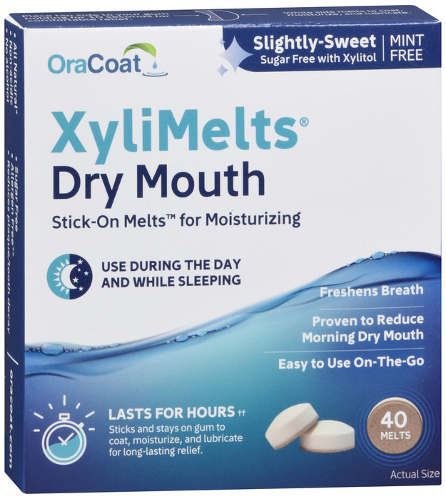 XyliMelts Stick-On Melts for Dry Mouth Moisturizing 40 Count — Mountainside  Medical Equipment