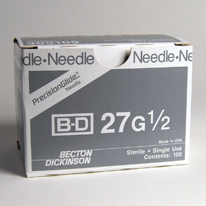 BD Needle Only 27 Gauge 1/2 inch 100/box (305109)