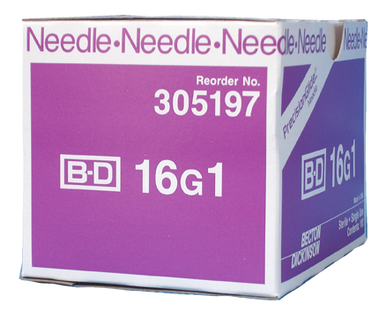 BD Needle Only 16 Gauge 1 inch 100/box (305197)