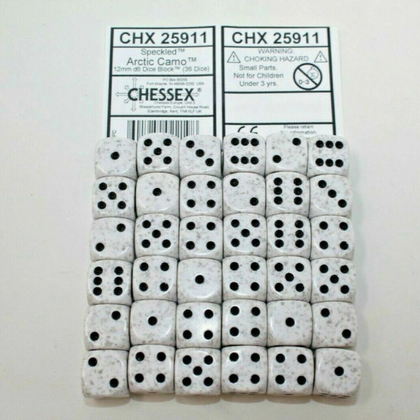 CHX 25911 Speckled 12mm d6 Arctic Camo Block