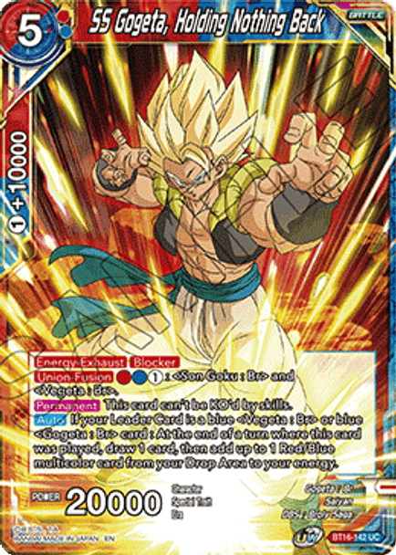 BT16-142 SS Gogeta, Holding Nothing Back - Foil