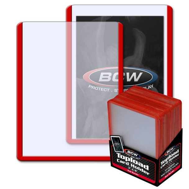 BCW Toploader Card Holder Red Border 3x4 (25)