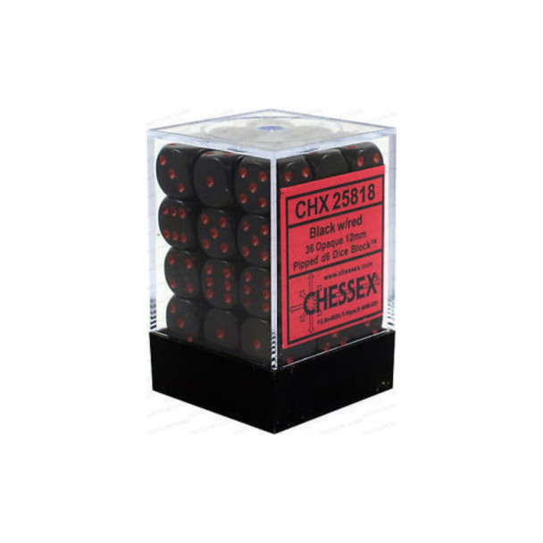 Chessex 12mm D6 Dice Block Opaque (Black/Red)