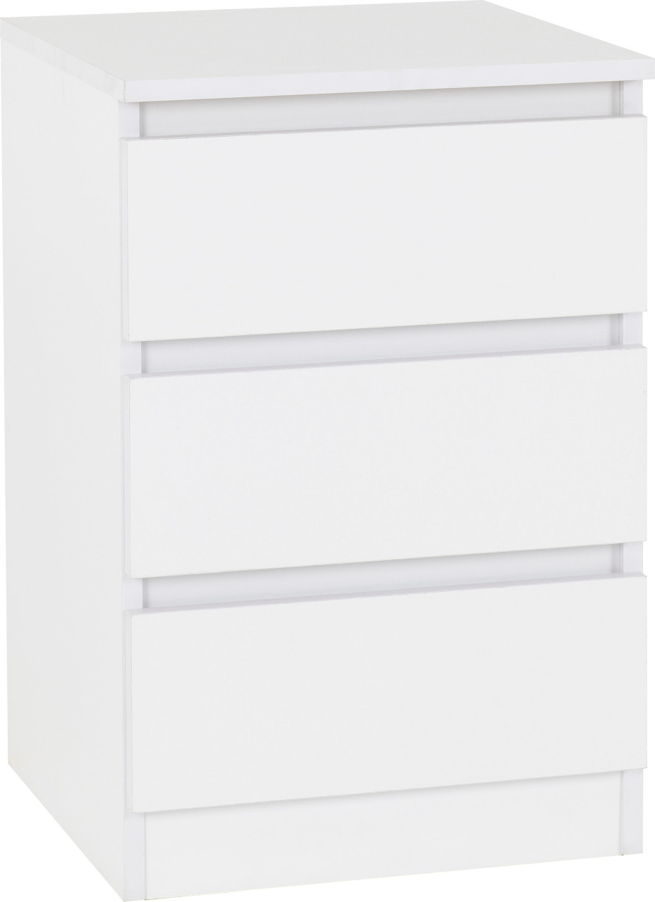 Malvern White Pair of 3 Drawer Bedside Tables Trade Beds Direct