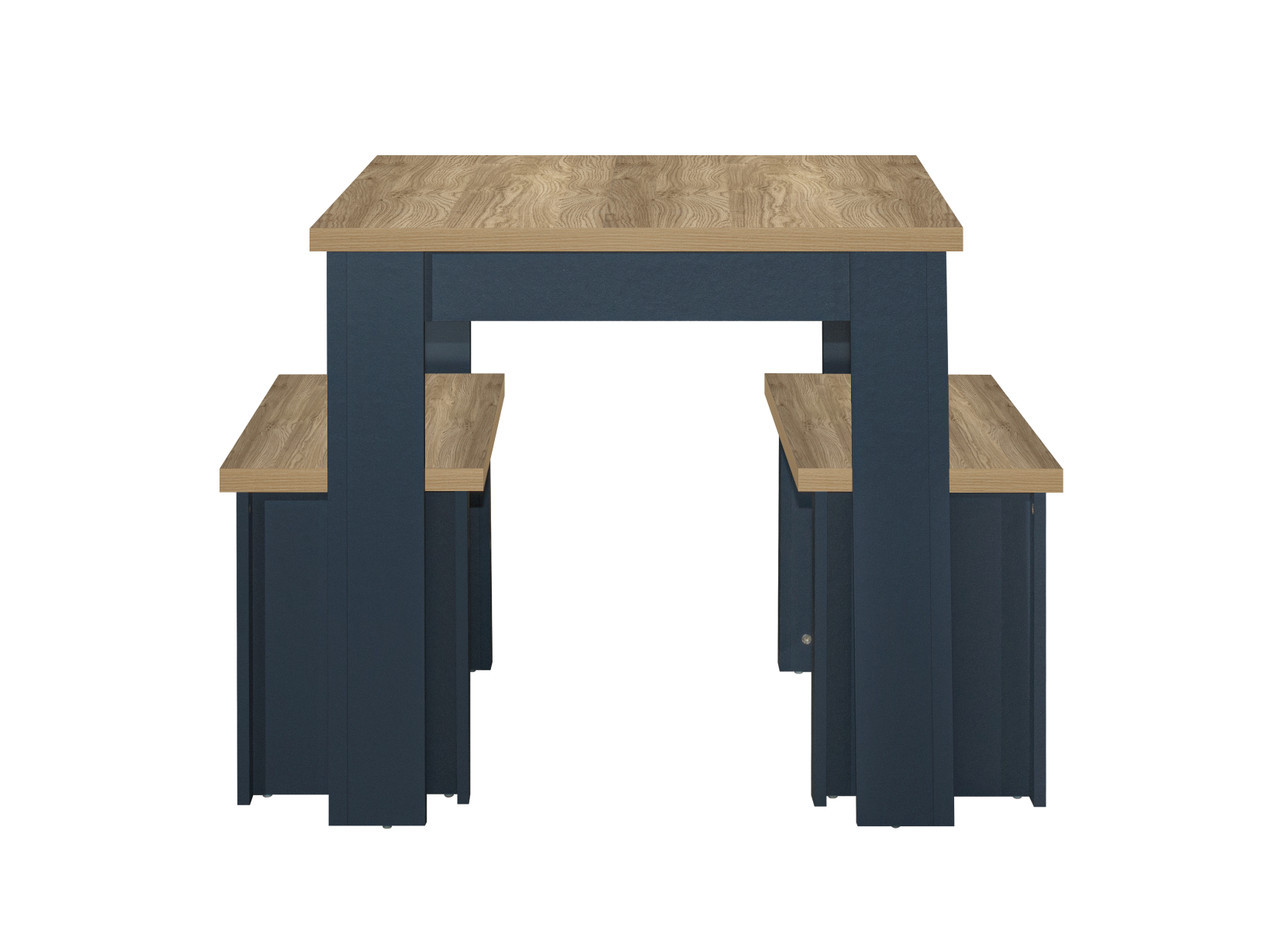 Highgate Navy Blue Dining Table & Bench Set Trade Beds Direct