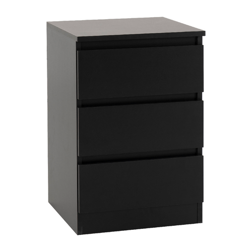 Malvern Black Pair of 3 Drawer Bedside Tables Trade Beds Direct