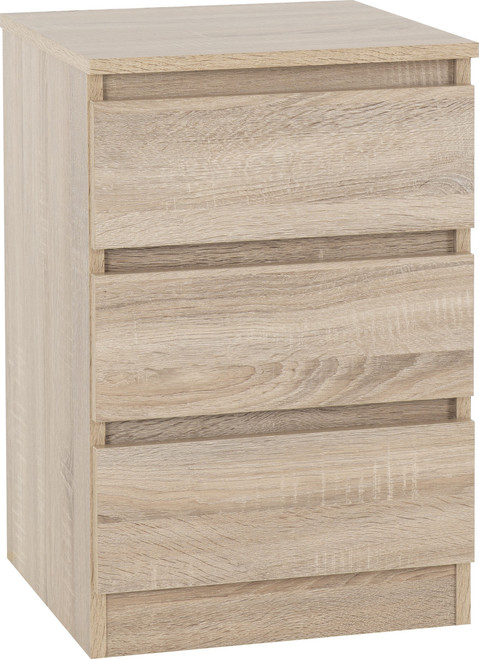 Malvern Sonoma Oak 3 Drawer Bedside