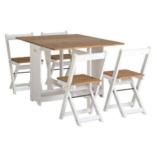 Santos Butterfly Folding Space Saving Dining Set in White