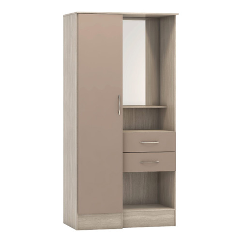 Nevada Oyster and Oak Gloss 1 Door Vanity Wardrobe