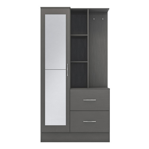 Nevada Grey 3D Effect Open Shelf Mirrored Wardrobe