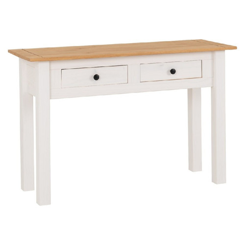 Panama White and Natural Wax 2 Drawer Console Table