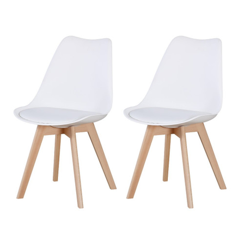 Pair of Bendal White and Beech Dining Chairs