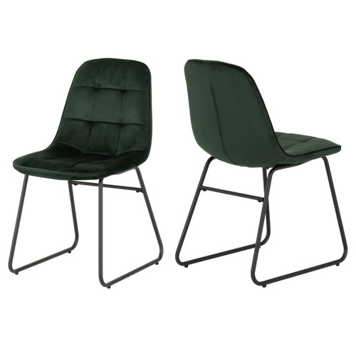 Pair of Lukas Emerald Green Velvet Dining Chairs
