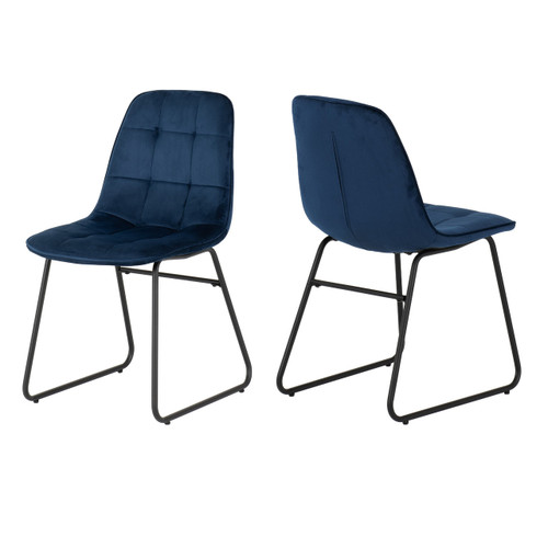 Pair of Lukas Sapphire Blue Velvet Dining Chairs