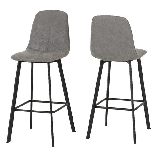 Pair of Quebec Grey Faux Leather Stools