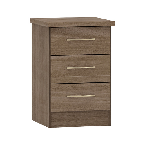 Nevada Rustic Oak 3 Drawer Bedside Cabinet