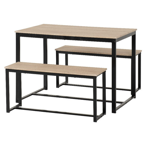 Lincoln Oak and Black Space Saving Dining Set with 2 Benches